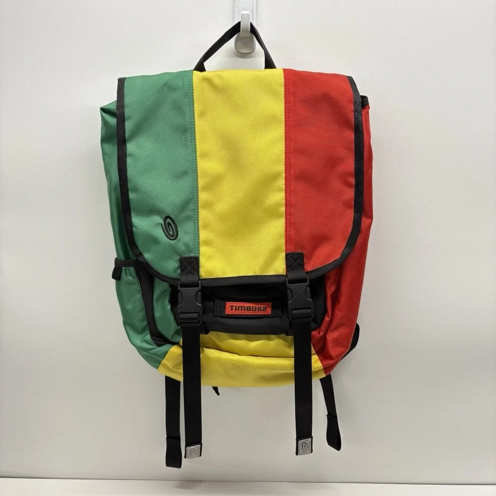Timbuk2 Rasta Green Yellow Red Laptop Backpack Messenger Style Travel School Bag